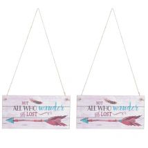 Lot de 2 plaques décoratives en bois à suspendre pour porte, fenêtre, mur, magasin, décoration