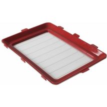 Lot de 2 plateaux de conservation rouges Fresh&Clik, réutilisables, conservent les aliments, compacts et empilables, vu à la tv