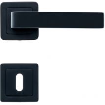 Lot de 2 poignées canela noir mat + 2 rosaces clé noir mat AYR