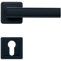 Lot de 2 poignées chai noir mat + 2 rosaces cylindre noir mat AYR