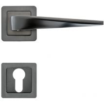 Lot de 2 poignées maxim graphite mat + 2 rosaces cylindre graphite mat AYR