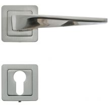 Lot de 2 poignées maxim nickel satiné+ 2 rosaces cylindre nickel satiné AYR