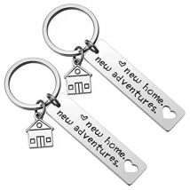Rwoythk - 2pièces Porte-clés Couple Maison Personnalisé, Nouvelle Maison Nouvelles Aventures Porte-clés,Convient pour la Saint-Valentin des cadeaux