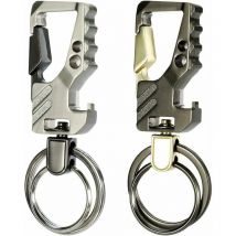 Lot de 2 porte-clés mousqueton porte-clés en métal mini mousqueton porte-clés pour clés camping voyage, Ensoleillé