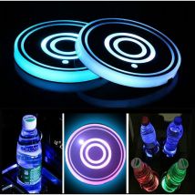 Lot de 2 porte-gobelets led, sous-verres de voiture led avec coussin de tasse luminescent 7 couleurs, tapis de tasse de charge usb pour accessoires