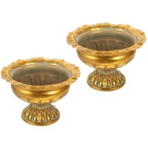 Lot de 2 pots de fleurs romains décoratifs pour mariage, jardinière dorée, pot de fleurs pour bureau