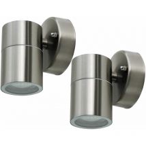 Lot de 2 spots bas design éclairage de façade lampes de terrasse jardin luminaires inox IP44