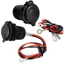 Lot de 2 Prises Allume-Cigare, Imperméable Marine Grade étanche pour Bateau, Moto, Voiture, avec câble de raccordement de 0,6 m 12 V/24 v CC,de Debuns