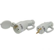 Sodise - Lot de 2 prises mâle + femelle 10/16A avec terre. - S03254