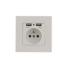 Lot de 2 Prises Murales, Prise Electrique Murale avec Double usb 5V/2100mA, Prise Encastrable avec 2 Ports de usb Pratique et Manialble