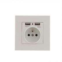 Treetalk - Lot de 2 Prises Murales, Prise Electrique Murale avec Double usb 5V/2100mA, Prise Encastrable avec 2 Ports de usb Pratique et Manialble