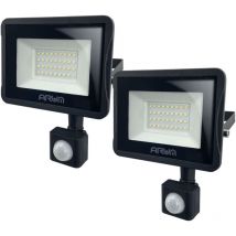 Lot de 2 Projecteurs led 30W Noir détecteur de mouvement extérieur Température de Couleur: Blanc Froid 6000K