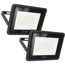 Arum Lighting - Lot de 2 Projecteurs led 50W Forte luminosité 4500 Lumens IP65 Température de Couleur: Blanc Chaud 3000K