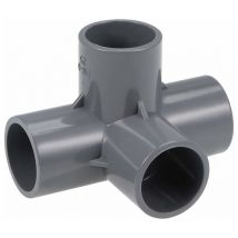 Lot de 2 raccords coudés à 4 voies en pvc de qualité pour meubles - 25 mm - Gris