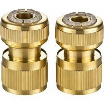 Lot De 2 Raccords/connecteurs De Tuyau D'arrosage En Laiton 13 mm (1/2quot) - Fonction Aqua Stop
