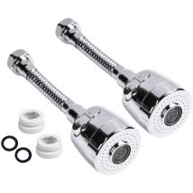 Lot de 2 rallonges de tête de robinet de cuisine à économie d'eau, adaptateur de robinet rotatif à 360 °, 2 sorties d'eau
