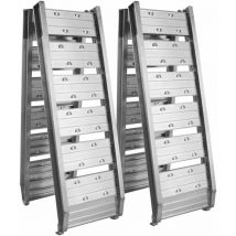 Helloshop26 - Lot de 2 rampes de chargement multi-usage pliante aluminium rail collision 182 cm jusqu'a 400kg gris