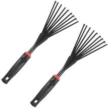 Lot de 2 râteaux à main de jardinage portables, 9 râteaux à racines avec poignée ergonomique confortable