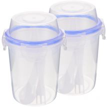Lot de 2 récipients pour flocons d'avoine de nuit à double couche pour flocons d'avoine de nuit, tasse à salade pour petit-déjeuner