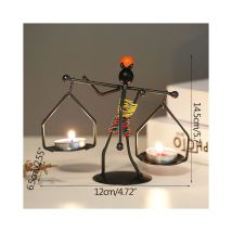 Gotrays - Lot de 2 Rétro en Fer Noir Bougeoirs pour Tables,bougeoir Vintage en Forme de Petite Fille avec Corde de Chanvre pour la Maison,la