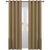 Lot de 2 Rideau Occultant Thermiques-135x240 cm Kaki-Tenture Opaque à Oeillets Isolation Lumiere Anti uv