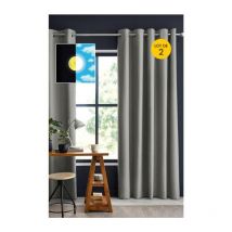 Generic Home - Lot de 2 Rideaux 100% occultant luxe 140 x 260 cm Obscure Gris clair