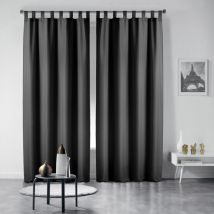 Lot de 2 rideaux 140 x 260 cm unis à passants Essentiel Noir