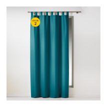 Lot de 2 rideaux 140 x 260 cm unis à passants Essentiel Pétrole