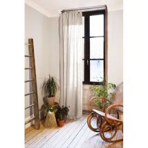 Lot de 2 rideaux 140 x 300 cm réglables double gaze de coton Naturel