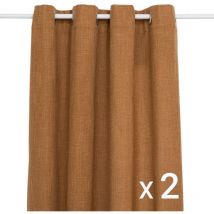 Lot de 2 Rideaux à œillet Tissu Marron Cannelle 140 x 260 cm - Atmosphera