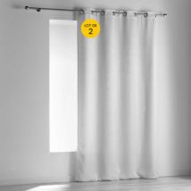 Ligne Decor - Lot de 2 rideaux a oeillets 140 x 240 cm occultant velours frappe opacia Blanc