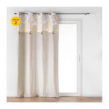 Lot de 2 Rideaux a oeillets 140 x 240 cm polycoton uni + haut métallisé Melisse