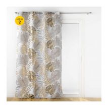 Lot de 2 Rideaux a oeillets 140 x 260 cm polyester imprime metallise Mogador