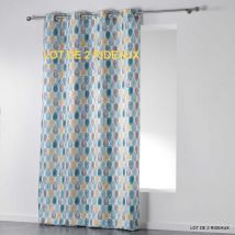 Lot de 2 rideaux a oeillets 140 x 260 cm polyester imprime palpito Blanc