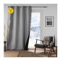 Lot de 2 Rideaux à oeillets coupe froid 140 x 260 cm jacquard Polarine Gris