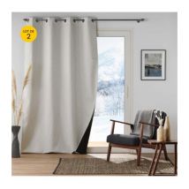 Lot de 2 Rideaux à oeillets coupe froid 140 x 260 cm jacquard Polarine Naturel