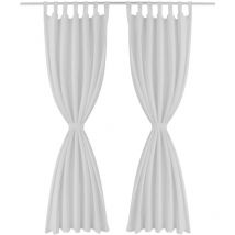 Lot de 2 rideaux à passant micro satin blanc 140 x 225 cm décoration fenêtres