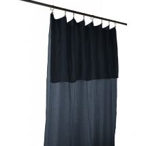 Lot de 2 rideaux ajustable + 8 anneaux pince 'Gaîa' 140 x 300 cm 'Gaze de Coton' - Couleur: Gaïa Minuit