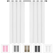 Lot de 2 rideaux de couleur unie 225 x 140 cm en fibre de polyester avec œillets filtrant la lumière et texture décontractée pour chambre à coucher