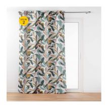 LOT de 2 Rideaux grande hauteur a oeillets 140 x 280 cm polyester imprime Lavinia