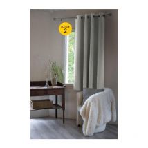 Intex Deco - Lot de 2 Rideaux luxe occultant + isolant phonique polaire L140 x H180 cm Inuit Gris clair