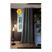 Intex Deco - Lot de 2 Rideaux luxe occultant + isolant phonique polaire L140 x H260 cm Inuit Anthracite