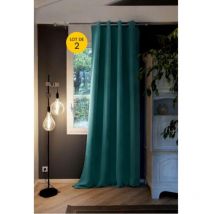 Intex Deco - Lot de 2 Rideaux luxe occultant + isolant phonique polaire L140 x H260 cm Inuit Bleu canard