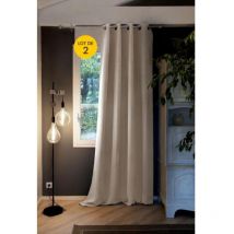 Lot de 2 Rideaux luxe occultant + isolant phonique polaire L140 x H260 cm Inuit Ecru naturel
