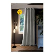 Intex Deco - Lot de 2 Rideaux luxe occultant + isolant phonique polaire L140 x H260 cm Inuit Gris clair