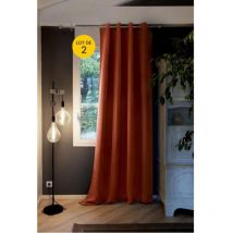 Lot de 2 Rideaux luxe occultant + isolant phonique polaire L140 x H260 cm Inuit Terracotta