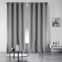 Lot de 2 rideaux occultant a oeillets 135 x 240 cm uni Gris perle