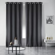 Lot de 2 rideaux occultant a oeillets 135 x 240 cm uni Noir