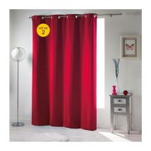 Cdaffaires - Lot de 2 rideaux Occultant grande hauteur 135 x 280 cm Rouge carmin