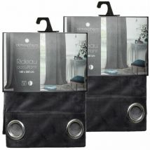 Toilinux - Lot de 2 Rideaux occultants en polyester effet velours